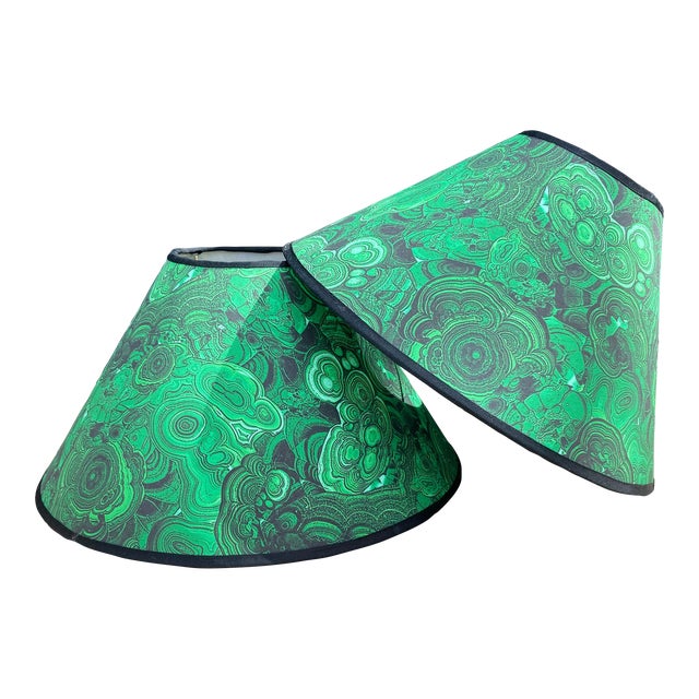 Malachite Green Lampshades/Pair For Sale