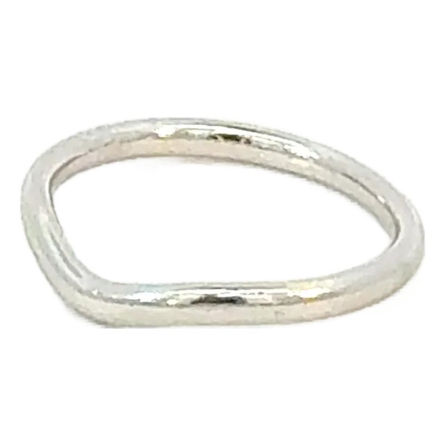 Tiffany & Co Platinum Wave Band Ring Size 6.5 By Elsa Peretti 2.2 mm Estate For Sale