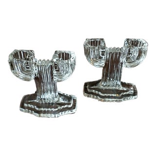 Vintage 1930s Anchor Hocking "Queen Mary" Depression Glass Candlestick Holders For Sale