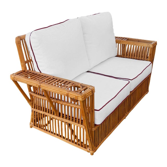 Brown Deco Style "Presidents" Stick Reed Rattan Nantucket Sofa/Lounge Living Room Set For Sale - Image 8 of 15