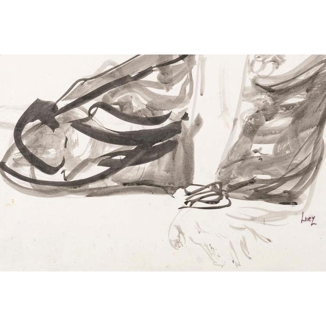 Evelyne Luez, Seated African Woman, 20th Century, Watercolor on Paper For Sale - Image 5 of 7