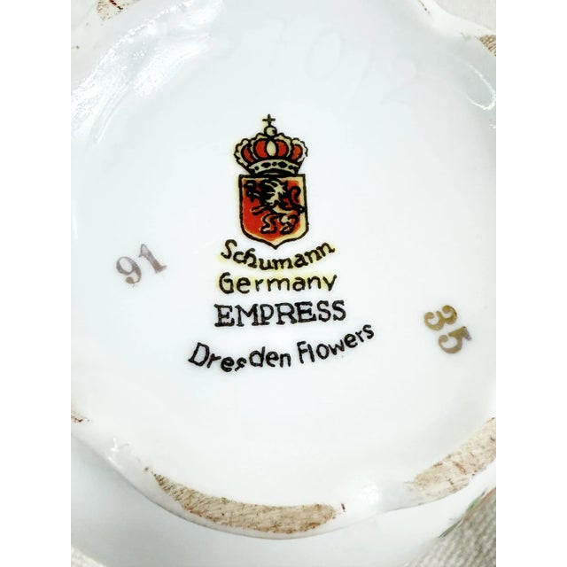 Purple Vintage Schumann Empress Dresden Flowers Creamer For Sale - Image 8 of 8