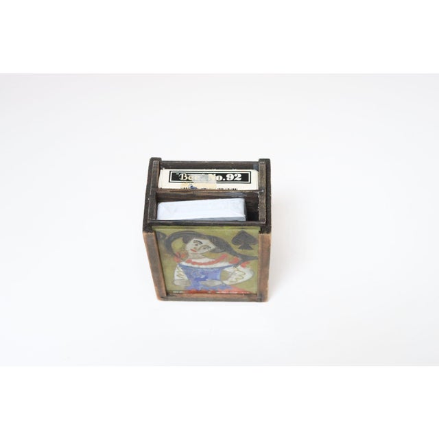 Unique card holder composed of two original small-scale folk art paintings depicting figures with card suits by Polish...