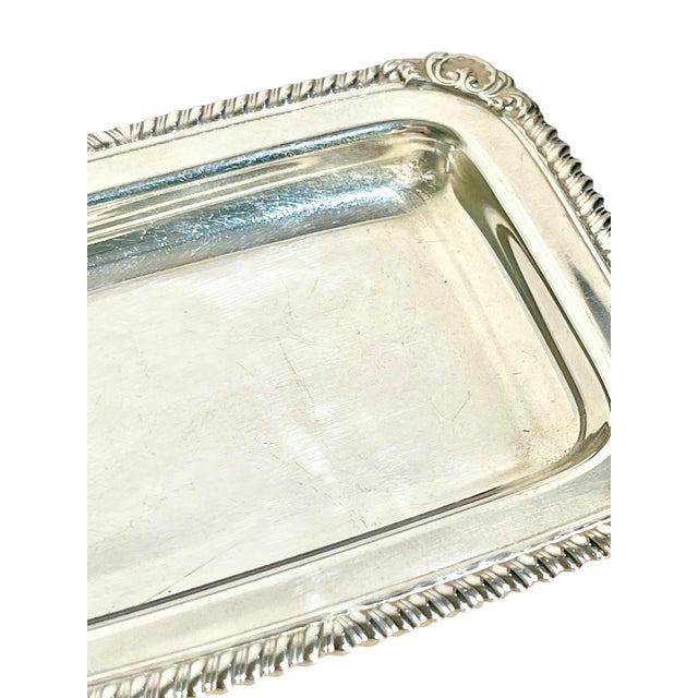 Vintage Matched Pair of Petite French Silver Plate Calling Card Trays With Shell Detailing For Sale - Image 6 of 13