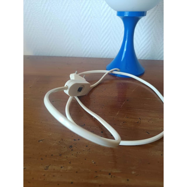 Space Age Table Lamp in Blue and Opaline, 1970 For Sale - Image 6 of 11