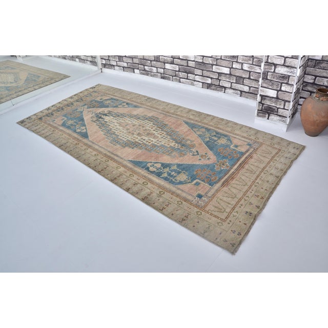 Handmade wool carpet in Turkish Anatolia , Vintage Oushak Rug,Turkish Vintage Anatolian Rug, Handmade wool Rug . One Of...