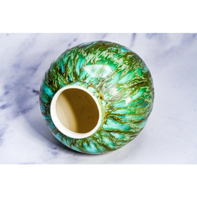 Groovy Mid Century Modern MCM Unique Drip Glazed Vintage Decorative Green Vase Home Decor Studio Pottery For Sale In New York - Image 6 of 15