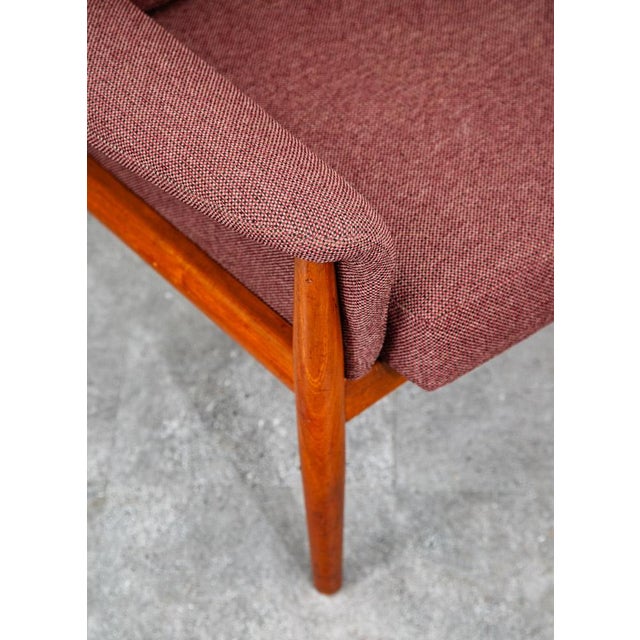 1960s Mid Century Danish Modern Lounge Chairs Set Grete Jalk France Sons Purple Teak For Sale - Image 9 of 12