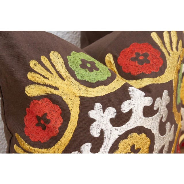 1990s Radiating Floral Suzani Pillow Covers, Pair For Sale - Image 5 of 7