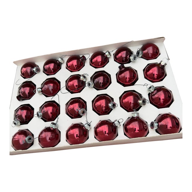 Vintage Rauch Burgundy Mercury Glass Ornaments- 24 Pieces For Sale