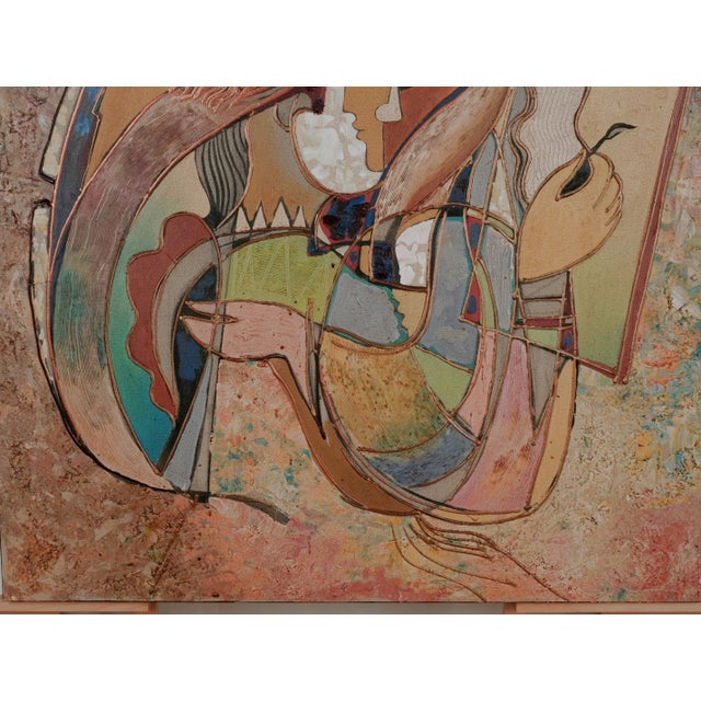 1990s Oleg Zhivetin "Model" Original One of a Kind Mixed Media Artwork on Canvas Hand Signed and Dated by the Artist "O. Zhivetin '91" For Sale - Image 5 of 7