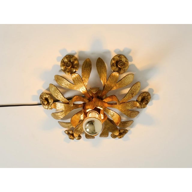 Brutalist Florentine Gold-Plated Iron Ceiling Lamp, 1960s For Sale - Image 10 of 18