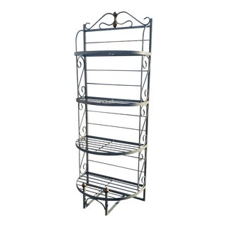 1980s Vintage Bakers Rack With Wire Shelves For Sale