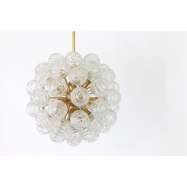 German Sputnik Chandelier with Snow Glass Ball from Doria, 1970s For Sale - Image 3 of 14