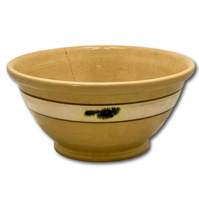 This Really is a Great Looking Antique Yellow Ware Kitchen Mixing Bowl. Made in England - Circa Mid to Late 19th Century....