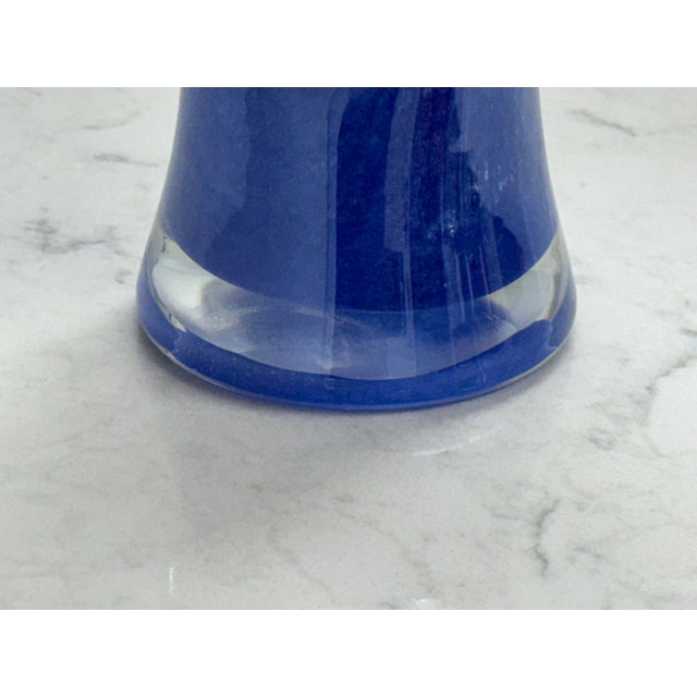 Handblown Cobalt Blue Art Glass Vase, Vintage For Sale - Image 11 of 12
