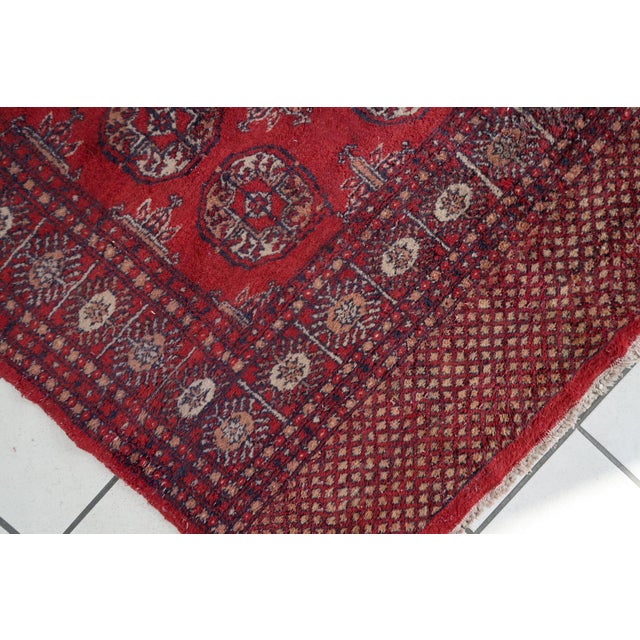 1950s, Handmade Vintage Uzbek Bukhara Rug 3.2' X 4.9' For Sale - Image 9 of 10