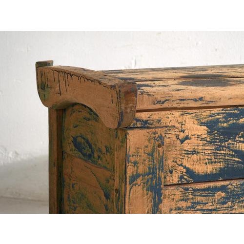 19th Century Antique Blue-Painted Pine Chest, Central Europe, 1870 For Sale - Image 5 of 14
