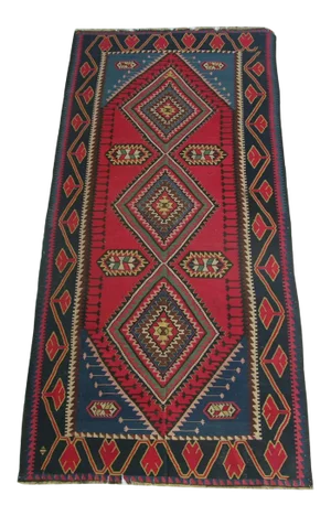 Antique Kilim Geometric Runner Rug 13'1'' X 5'11''