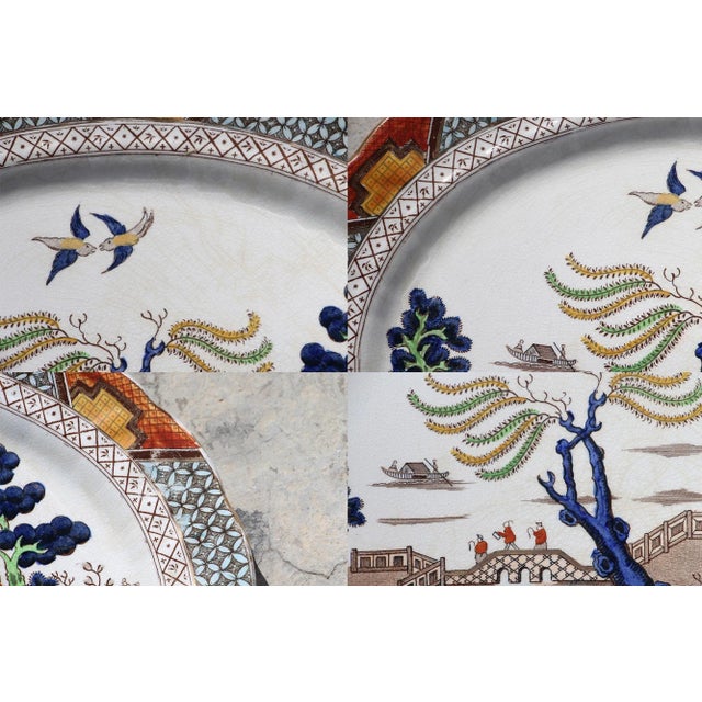 Rare Set of Three Platters Ac Harley Jones Stoke on Trent Ye Olde Chinese Willow For Sale - Image 9 of 13