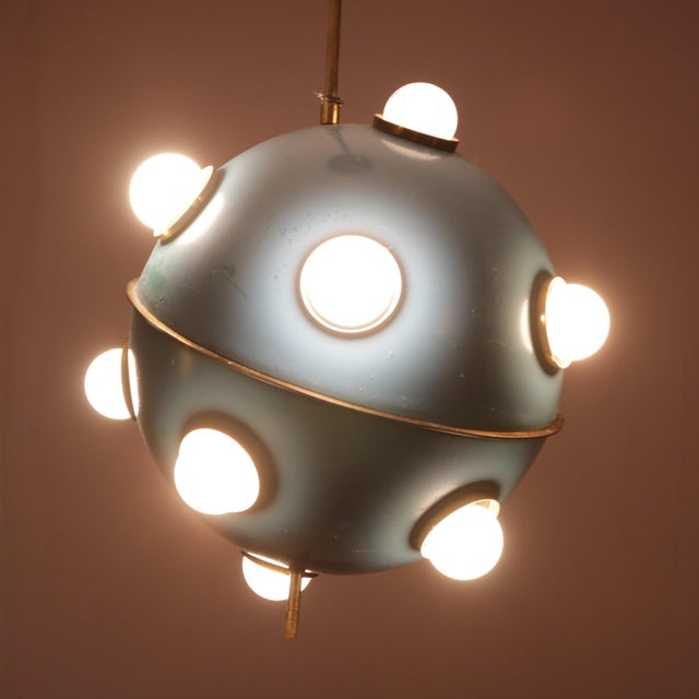 Blue Pendant Lamp Model 551 Oscar Torlasco for Lumi, Italy, 1960s For Sale - Image 8 of 12