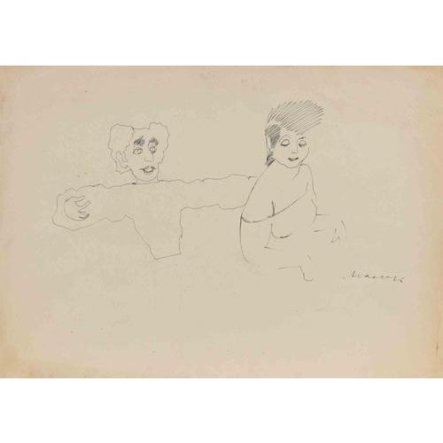 China ink drawing on paper. Hand signed lower right. Very good condition. This piece is attributed to the mentioned...