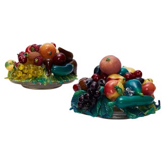 Still Life Fruit Bowls in Blown Murano Glass from Barovier, 1920, Set of 2 For Sale