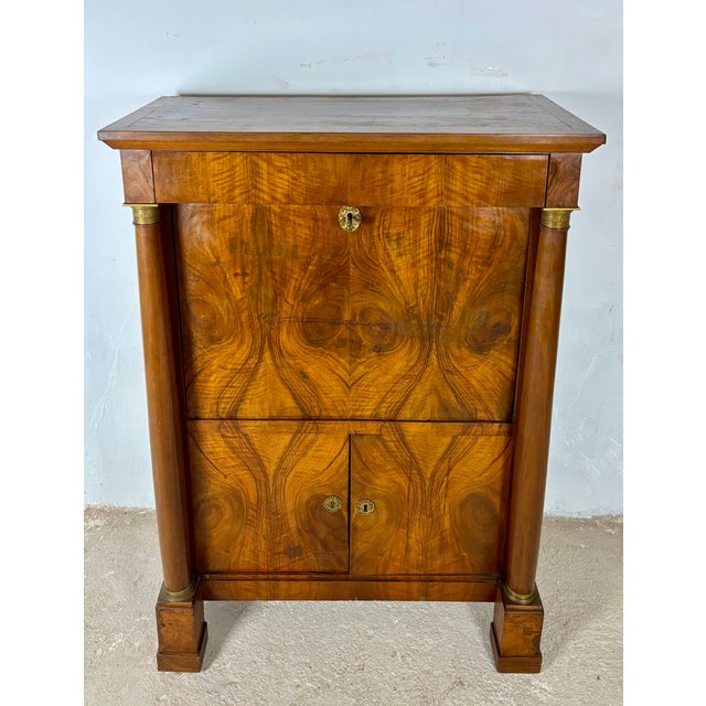 Wood Large French Empire Walnut Secretaire, 1920 For Sale - Image 7 of 18