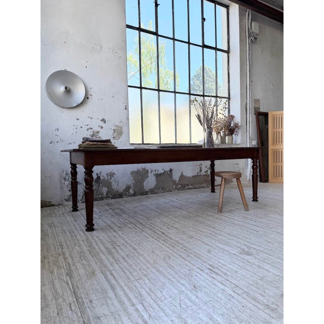 Antique solid oak farmhouse table from the first half of the 20th century, in the draper's table style. We love its...