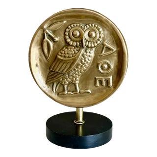 Mid Century Greek Athenian Owl Architectural Fragment on Stands For Sale