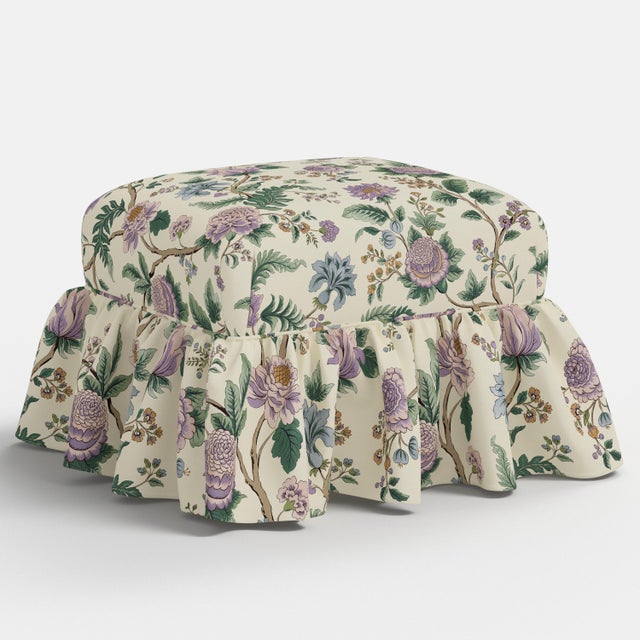 The perfect accent for any room, this ruffled ottoman features an exclusive Tree of Life print that brings a touch of...