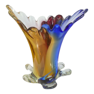 Vintage Art Glass Murano Colorful Vase 11.5" H