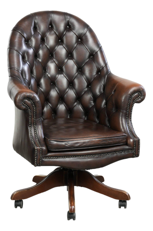 Chesterfield Desk Chair in Brown Cowhide Leather