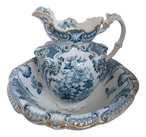 Antique English Jug and Basin Set, Set of 2