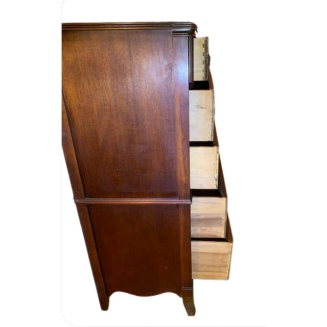 Huntley Furniture Co. 1920s Huntley 5 Drawer Tall Boy Dresser Mahogany For Sale - Image 4 of 15