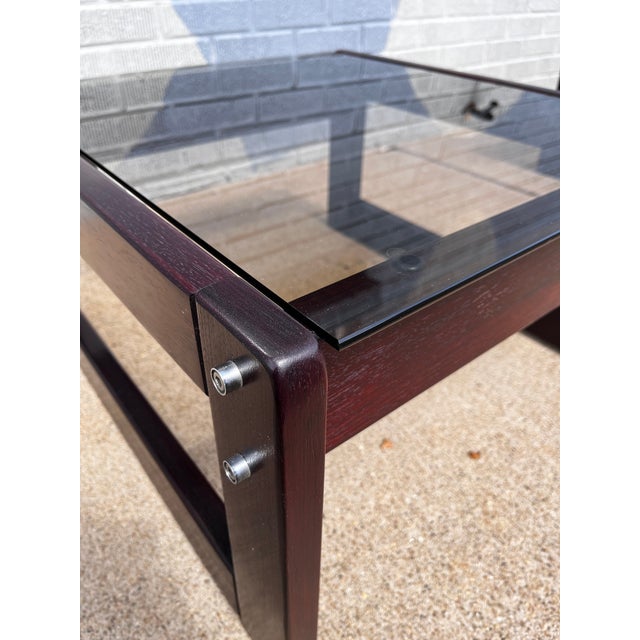 Attributed to Percival Lafer Brazilian Rosewood and Glass Coffee Table and Side Tables, Set of 3, 1960s For Sale - Image 11 of 17