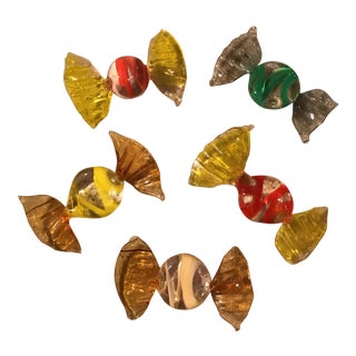 Vintage Murano Style Glass Candy Pieces - Set of 5 For Sale
