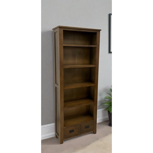 Mission Quarter Sawn Oak Open Shelf Bookcase - Micheal Cherry For Sale - Image 13 of 14