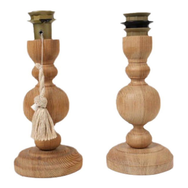 1960s Swedish Pine Table Lamps For Sale