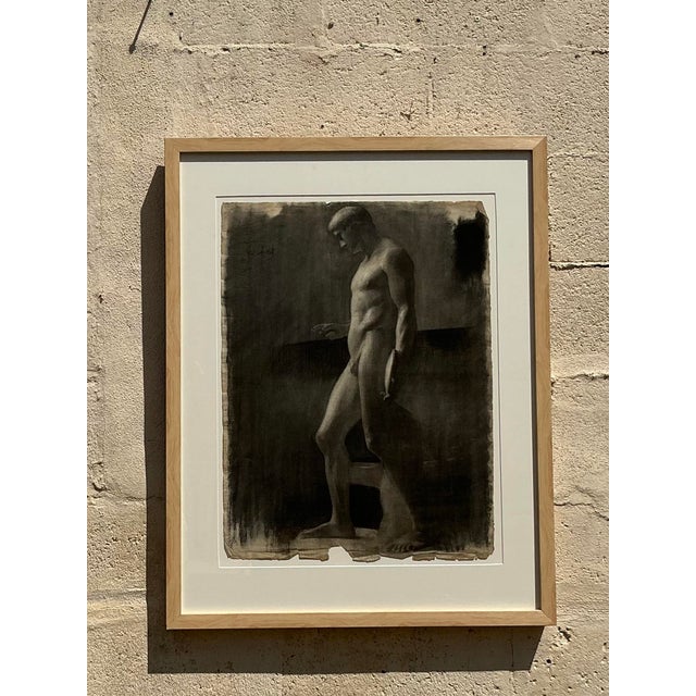 Contemporary Vintage 1930s Original Pencil Sketch of Man For Sale - Image 3 of 12