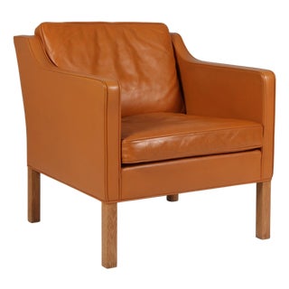 Model 2321 Lounge Chair in Cognac Leather by Børge Mogensen for Fredericia, 1960s For Sale