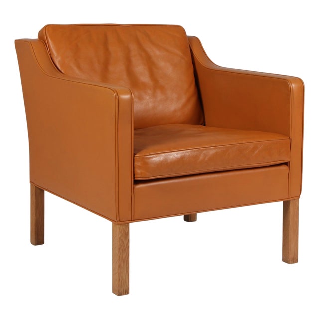 Model 2321 Lounge Chair in Cognac Leather by Børge Mogensen for Fredericia, 1960s For Sale