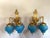 Metal 1980 French Louis XVI Bronze Blue Crystal Wall Lamps Sconces - Pair of 2 Pc For Sale - Image 7 of 11