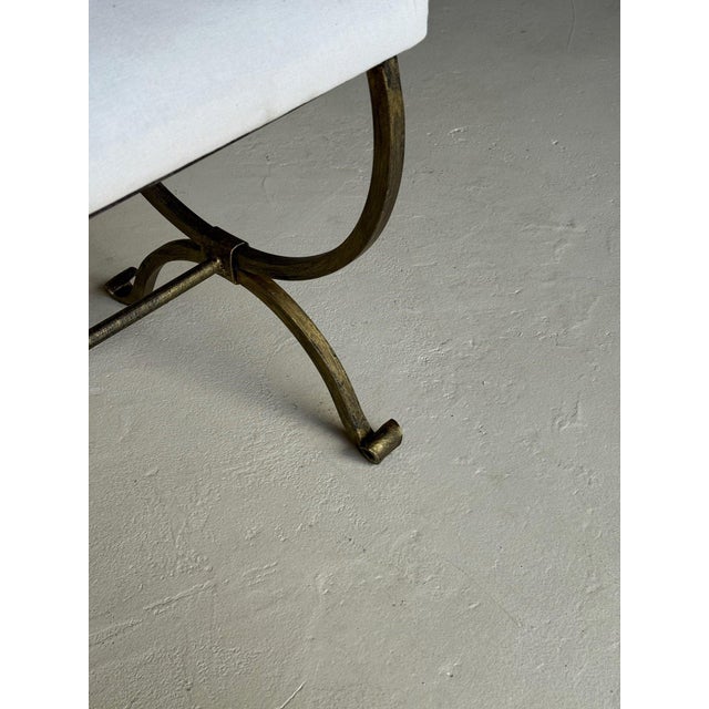 Gold Spanish Gilt Iron Bench With Scrolled Feet For Sale - Image 8 of 12