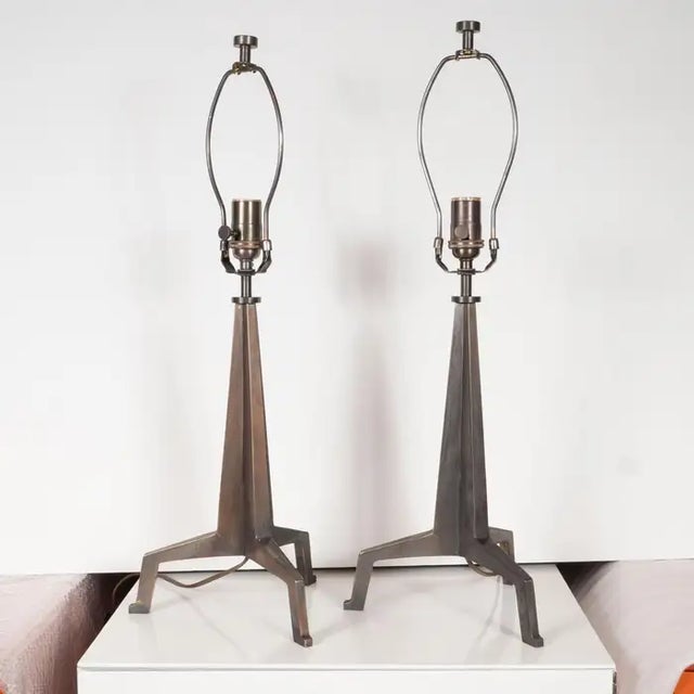 Early 21st Century Marcelo Bessa Brutalist Tripod Lamps - A Pair For Sale - Image 9 of 12