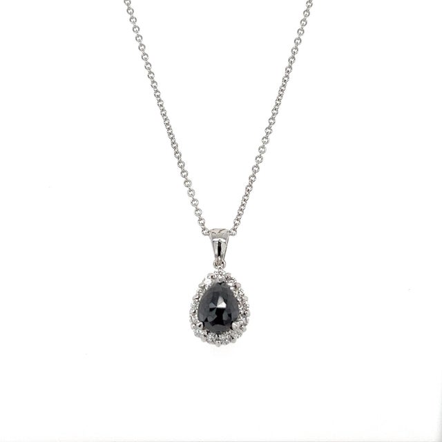 2.34 Carat Black Diamond White Diamond White Gold Chain Pendant For Sale - Image 4 of 7