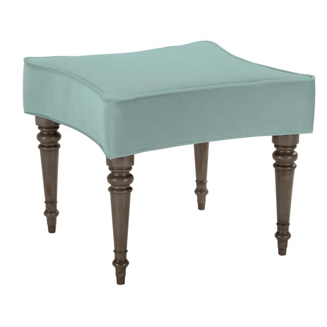 The Chairish Collection Calypso Stool, Tidewater Blue Velvet For Sale - Image 4 of 4