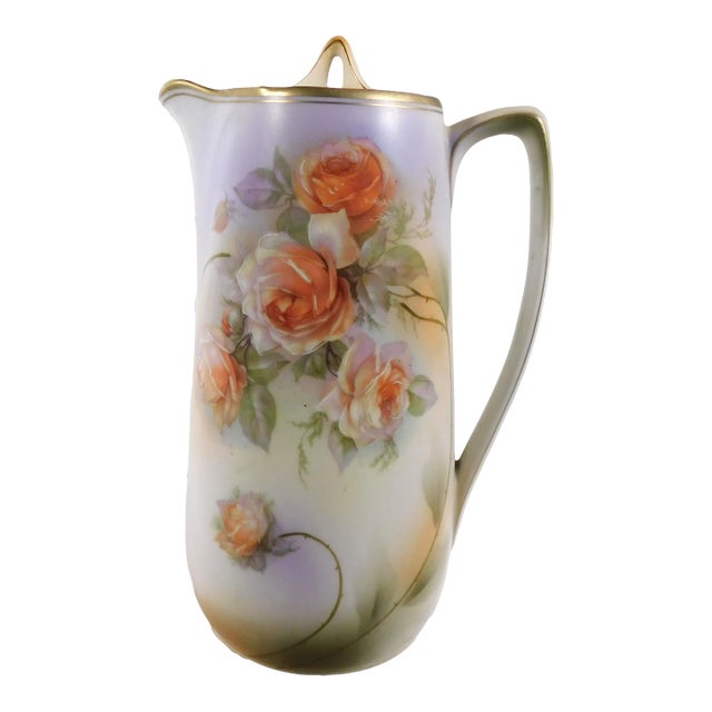 1940s Peach Floral Coffee Pot From Germany For Sale