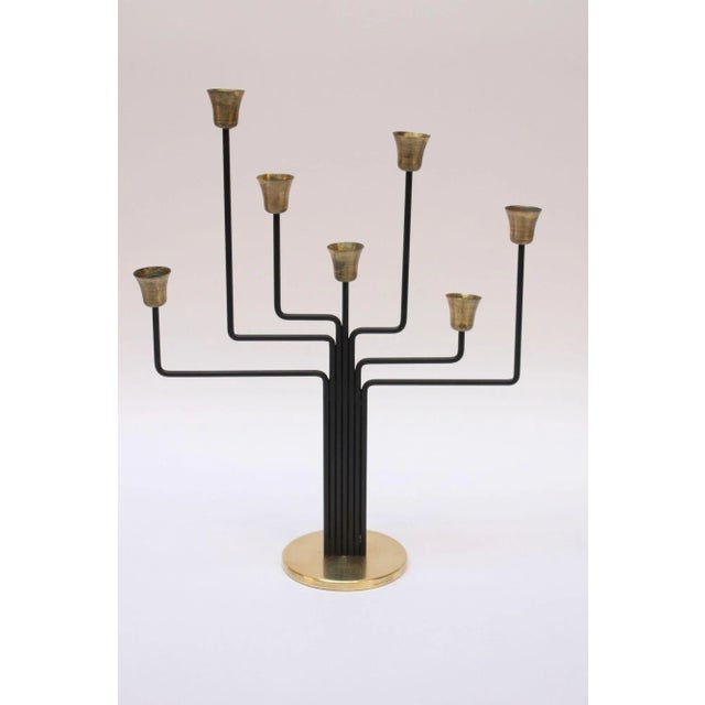 Svend Aage Holm Sorensen Danish Modern Seven-Arm Brass Candelabrum by Svend Aage Holm Sørensen For Sale - Image 4 of 13