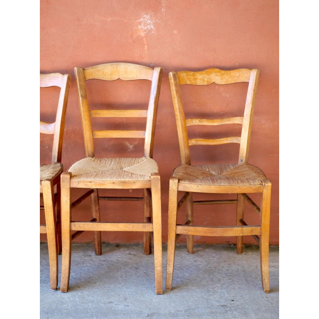 Vintage Mismatched Straw Chairs, 1950s, Set of 5 For Sale - Image 4 of 17